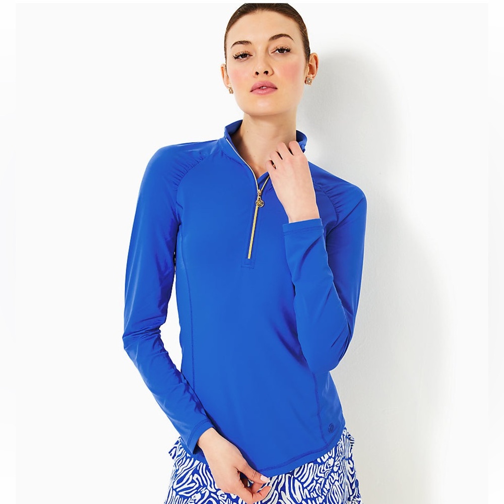 Lilly Pulitzer Justine 1/2 Zip UPF 50+ Royal Blue Quarter-Zip Athletic Top